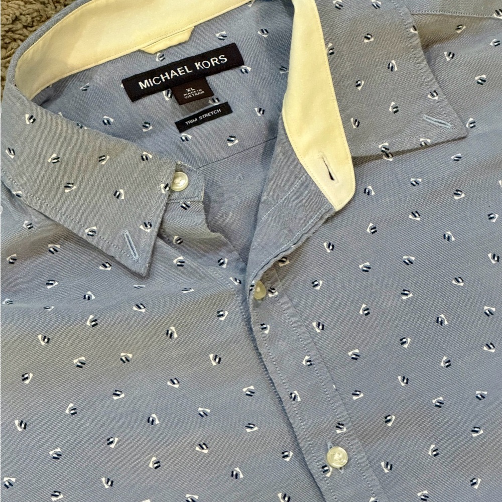 Michael Kors Light Blue Patterned Casual Shirt